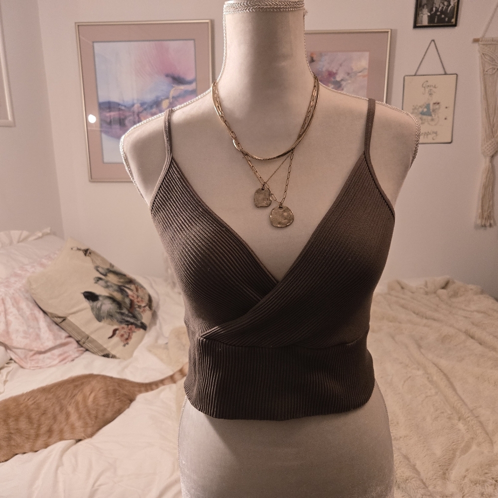 Aura Ribbed Brown Camisole
